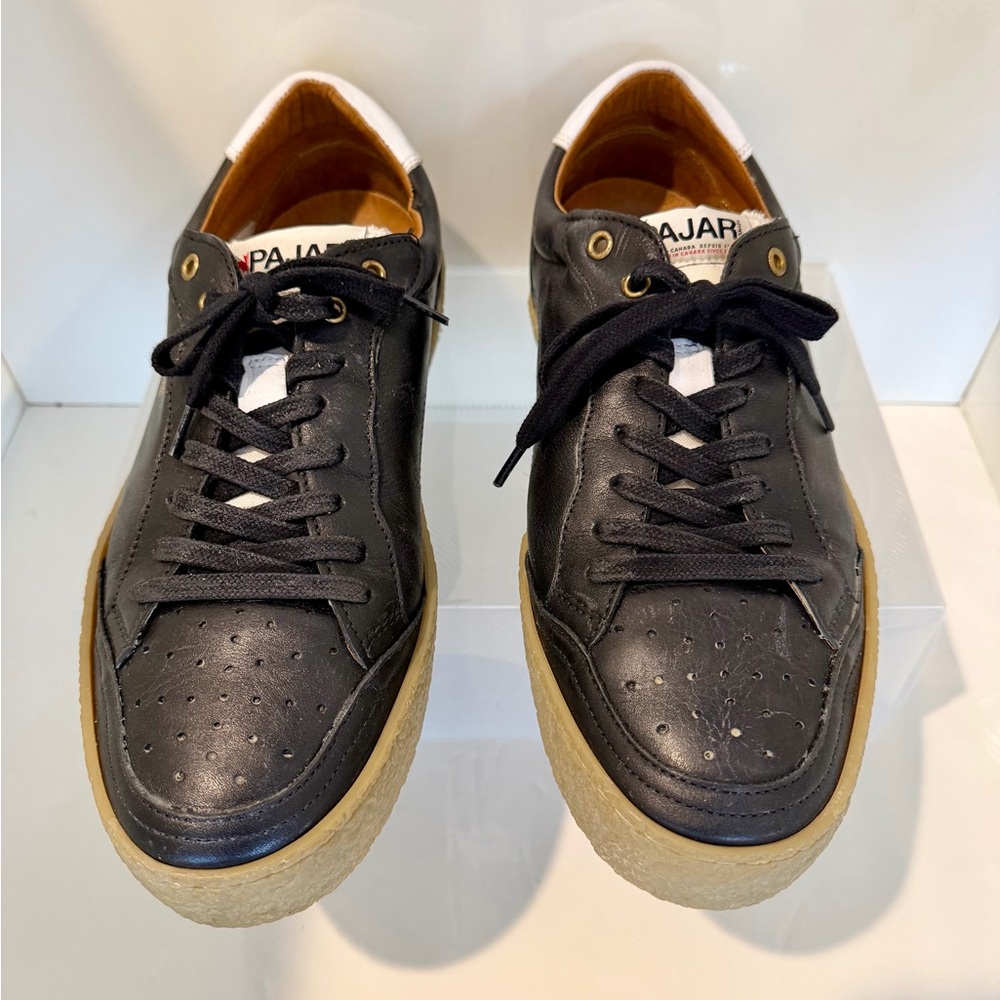 Pajar Navy & White Leather Sneakers with Tan Sole